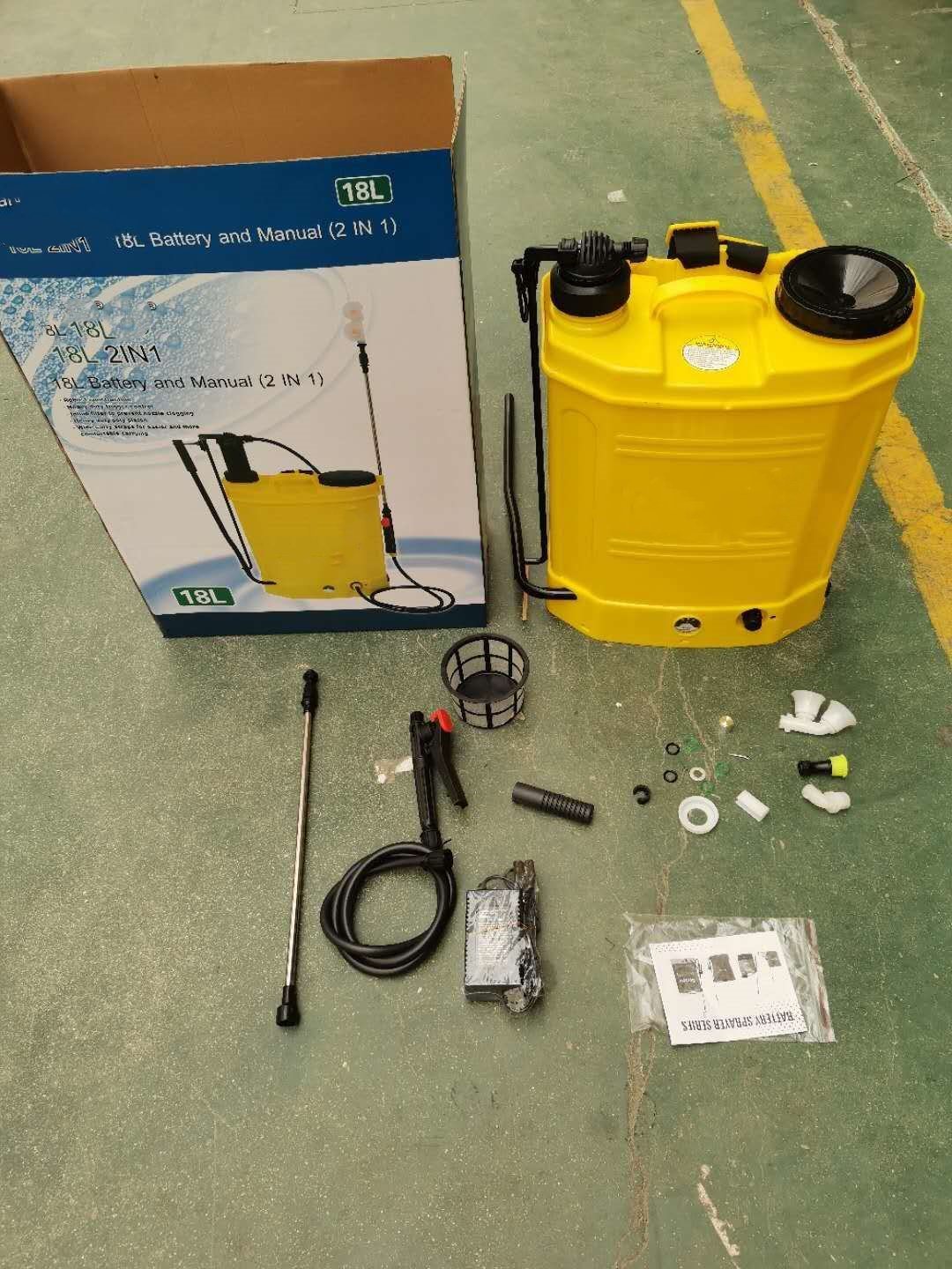 Nuevo pulverizador de mochila manual eléctrico dos en uno 18L para agricultura/jardín/hogar GF-18SD-01Z
